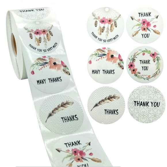 85 pcs - 1.5" Thank you Stickers 6 Embossed design - Picture 1 of 5
